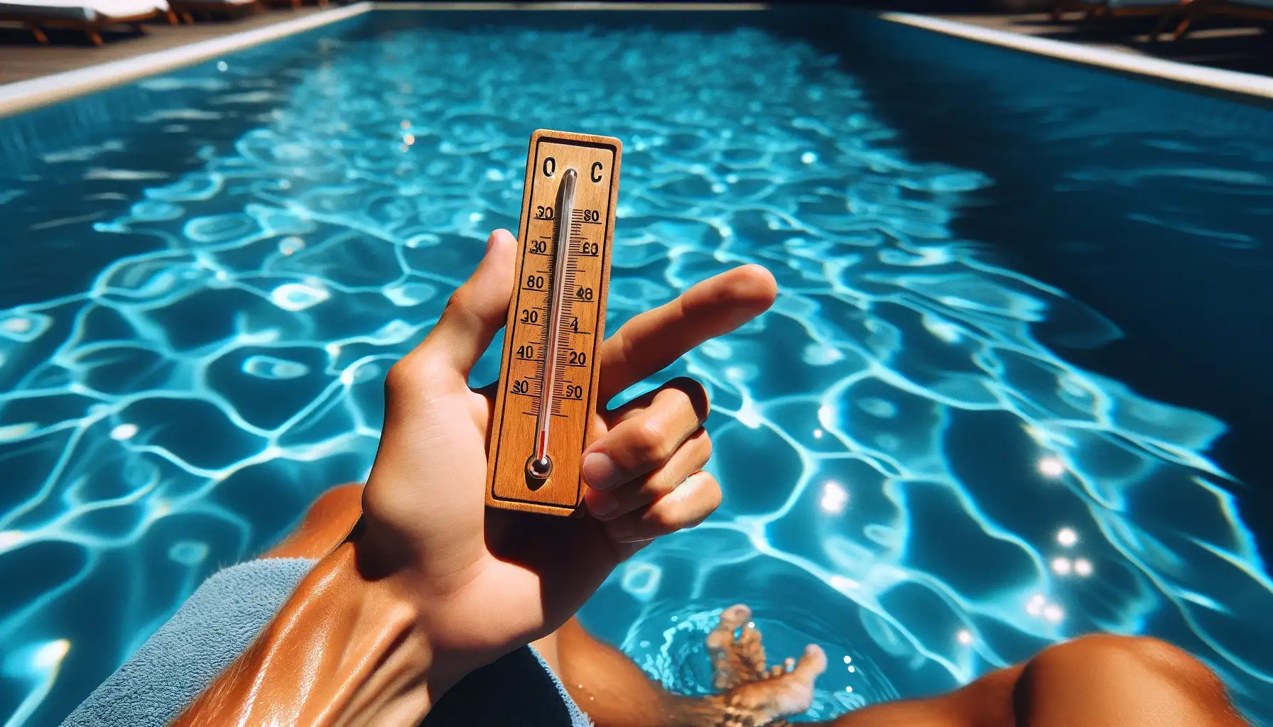 prise de température de l'eau de la piscine