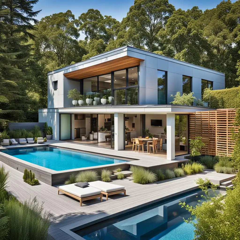 maison moderne et luxueuse avec piscine en dur