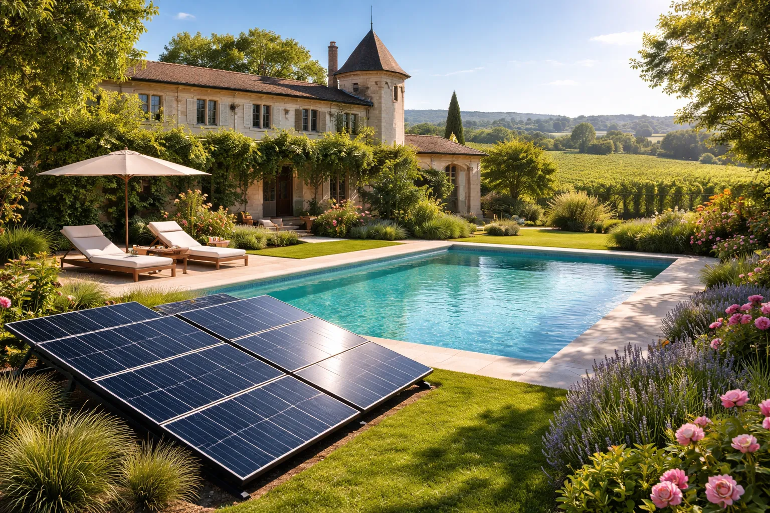 Chauffez votre piscine à Bordeaux de manière éco-responsable avec SunValue : une solution solaire efficace face aux restrictions d'eau et au coût de l'électricité.
